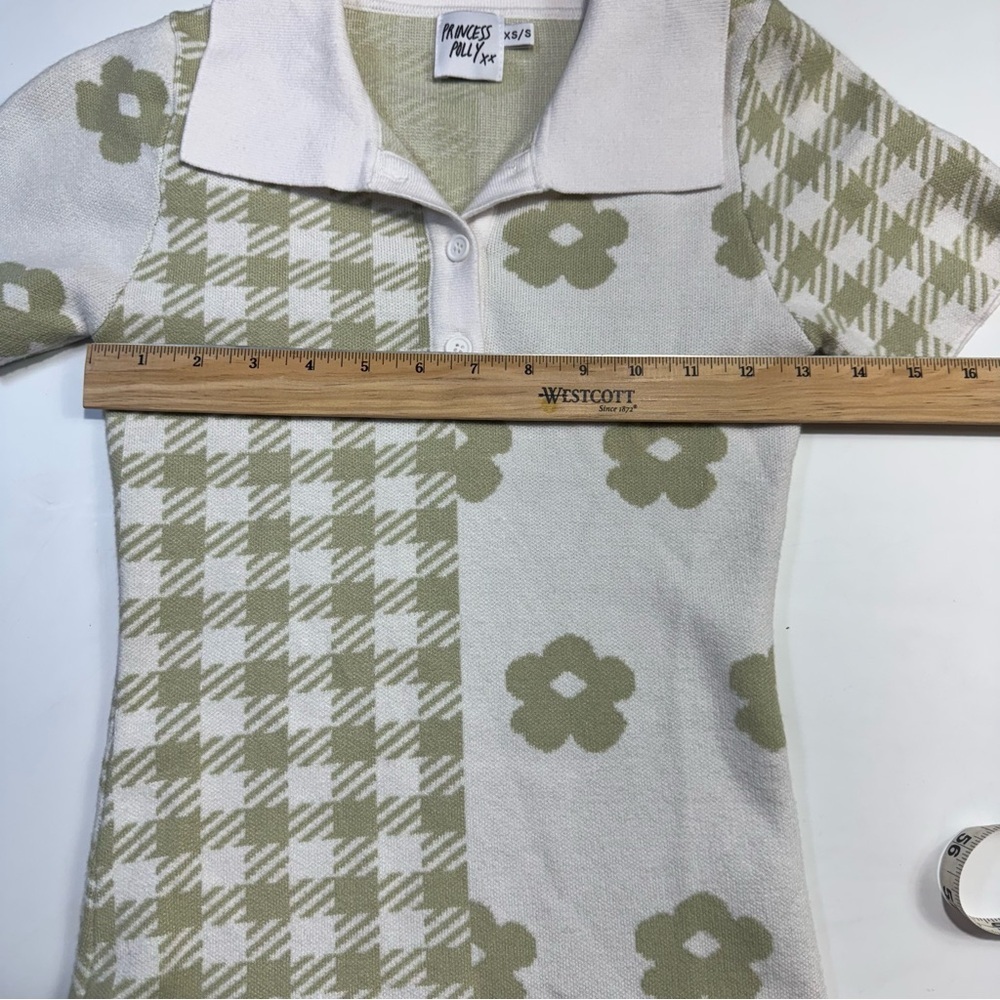 Princess Polly Lainey Mini Sweater Dress Sage Green XS/S Bodycon Y2k Floral - Picture 12 of 12